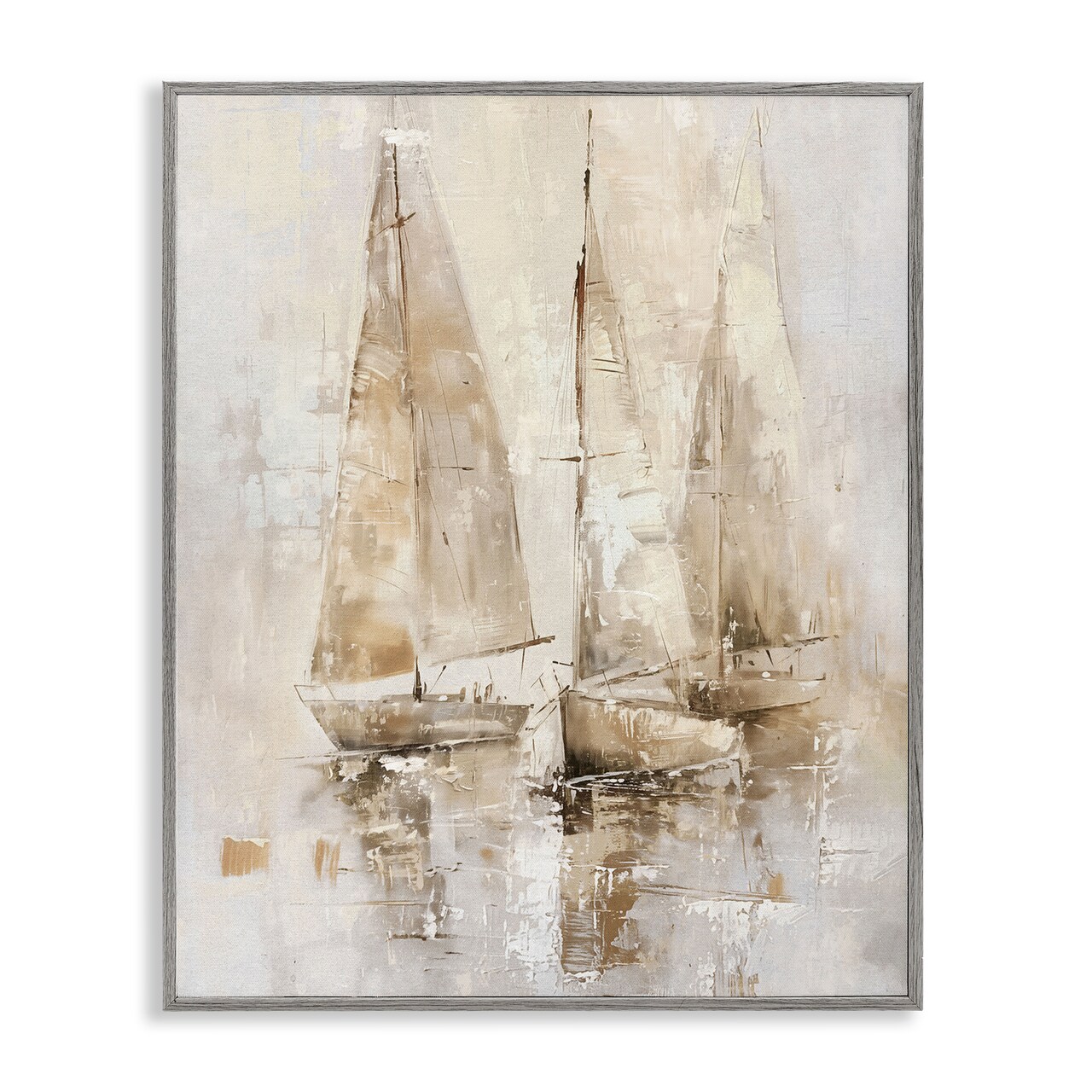 Stupell Industries Neutral Sailing on Sea Framed Giclee Wall Art Design by Nina Blue